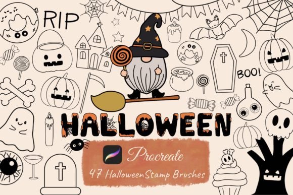 47 Cute Halloween Procreate Stamp Brushes
