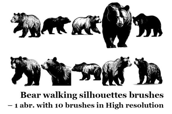 Elevating Digital Art with Bear Walking Silhouettes Brushes