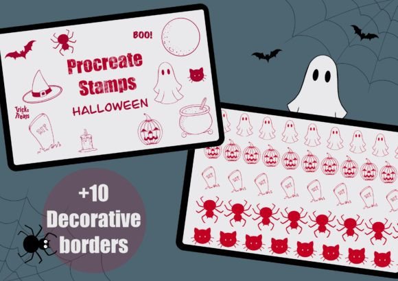 Enhancing Digital Halloween Art with 10 Procreate Brush Stamps