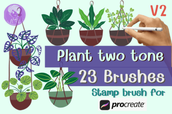 Evaluating Plant Two Tone Brushes Stamp V.2 for Procreate
