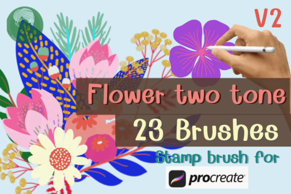 Flowers Two Tone Brushes Stamp V.2 for Procreate