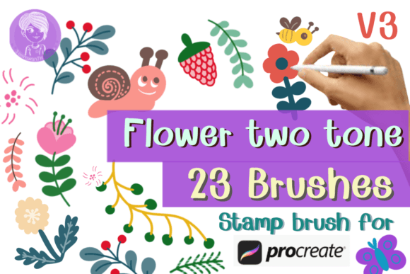 Flowers Two Tone Brushes Stamp V.3