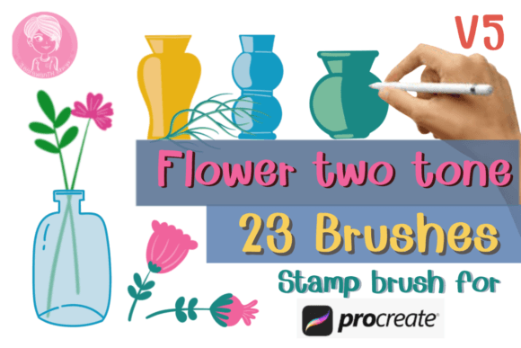 Flowers Two Tone Brushes Stamp V.5