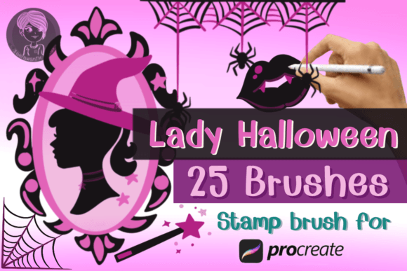 Mastering Digital Spookiness with Lady Halloween Two Tone Brushes Stamp for Procreate