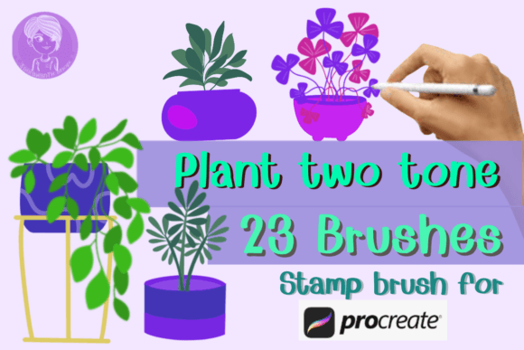 Plant Two-Tone Stamp Brushes for Procreate