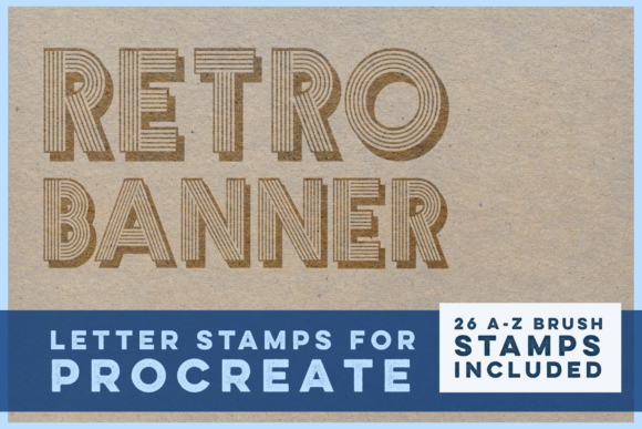 Retro Banner Letter Stamp Brushes