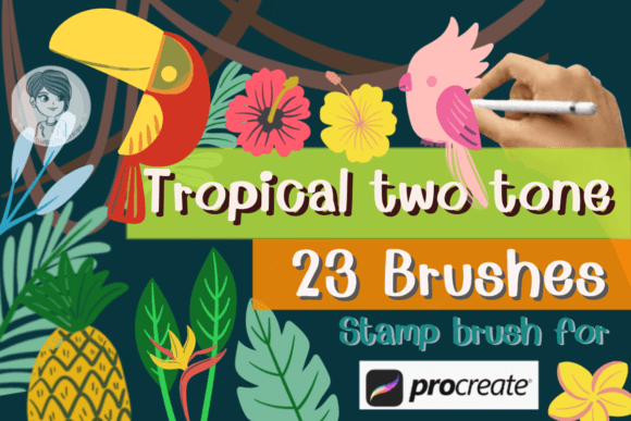 Unlocking Creative Efficiency with Tropical Two Tone Brushes Stamp for Procreate